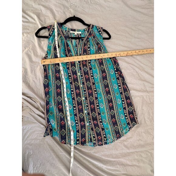 Daniel Rainn Womens Blue Blouse Small sleeveless striped polyester v-neck - Picture 7 of 7